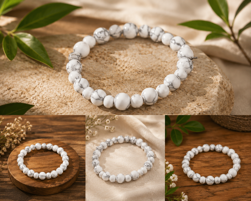 Bracelet en Perle de Howlite Blanche