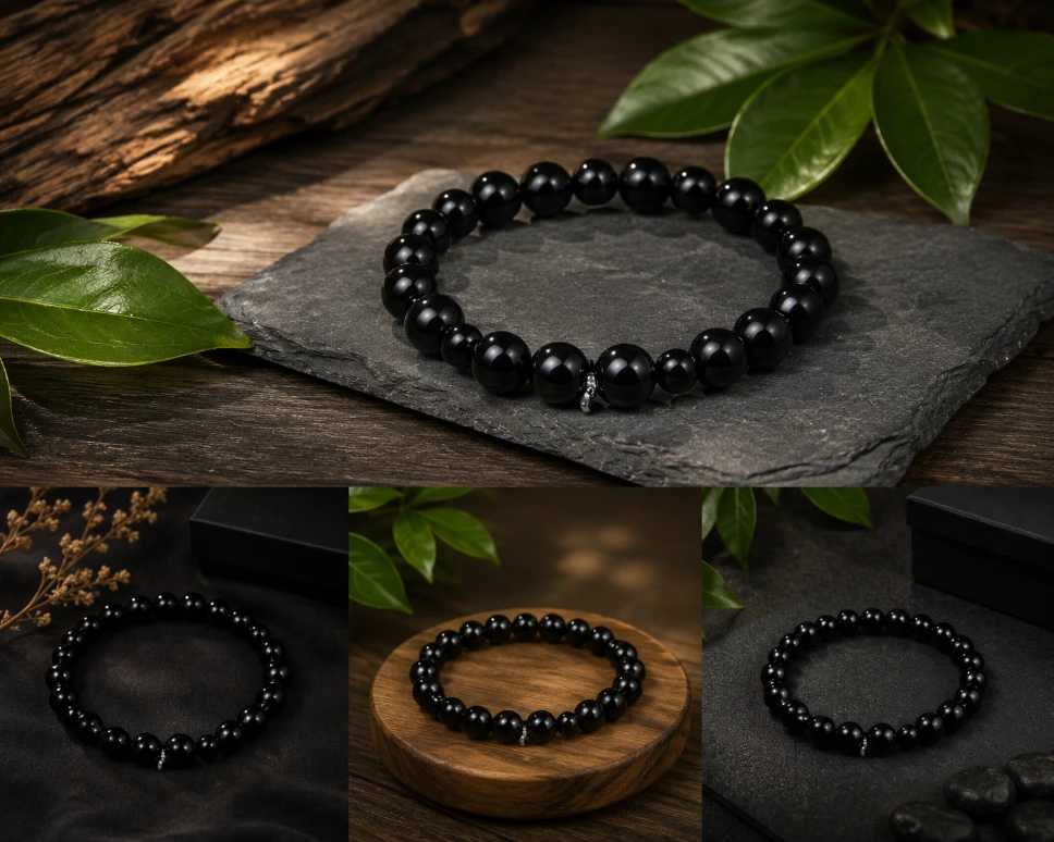 Bracelet en Perle Noir Brillant